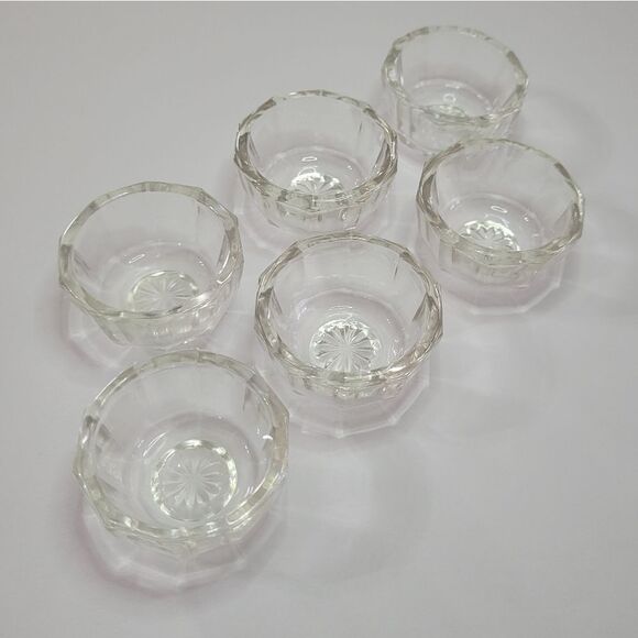 Open Salt Cellar Dip Vintage Antique Crystal Glass Lot of 6 Deep Cut - Picture 1 of 6